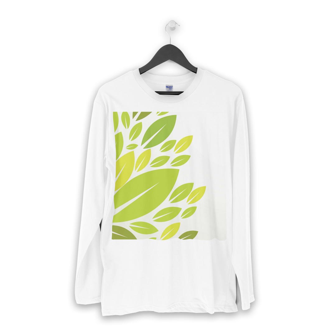 ロング tシャツ メンズ 長袖 ホワイト グレー デザイン XS S M L XL 2XL Tシャツ ティーシャツ T shirt long sleeve 001821 植物　シンプル　緑 — vista 2