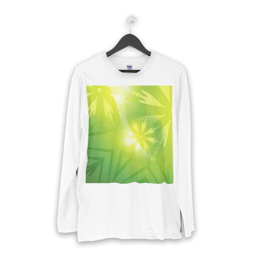 ロング tシャツ メンズ 長袖 ホワイト グレー デザイン XS S M L XL 2XL Tシャツ ティーシャツ T shirt long sleeve 001854 花 フラワー 緑