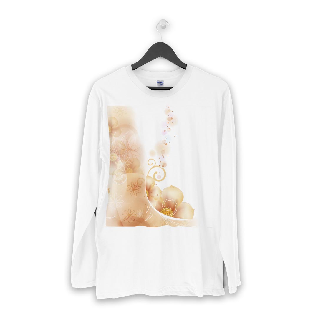 ロング tシャツ メンズ 長袖 ホワイト グレー デザイン XS S M L XL 2XL Tシャツ ティーシャツ T shirt long sleeve 001979 花　フラワー　オレンジ