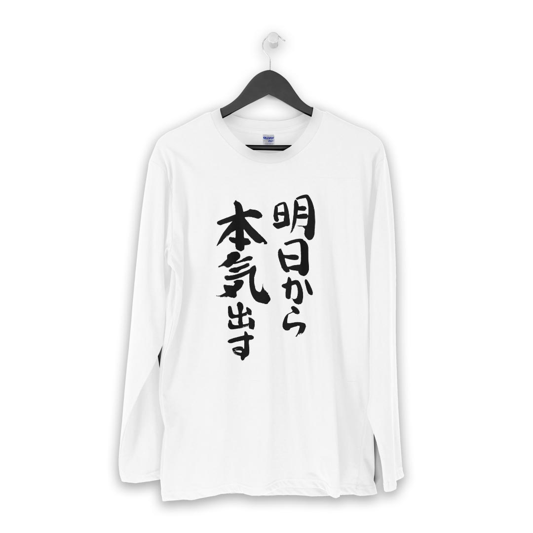 ロング tシャツ メンズ 長袖 ホワイト グレー デザイン XS S M L XL 2XL Tシャツ ティーシャツ T shirt long sleeve 002332 漢字　文字