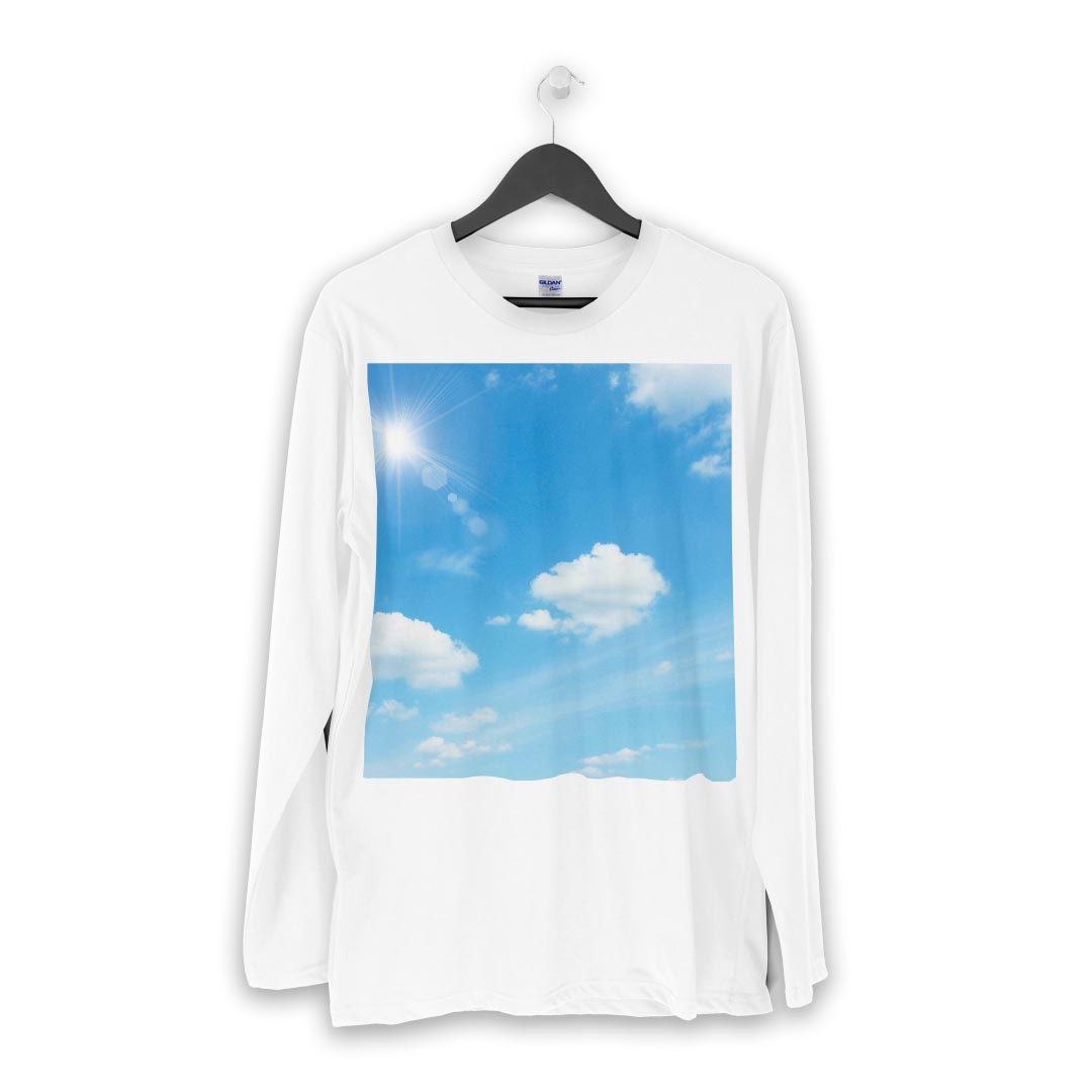 ロング tシャツ メンズ 長袖 ホワイト グレー デザイン XS S M L XL 2XL Tシャツ ティーシャツ T shirt long sleeve 002835 空　写真