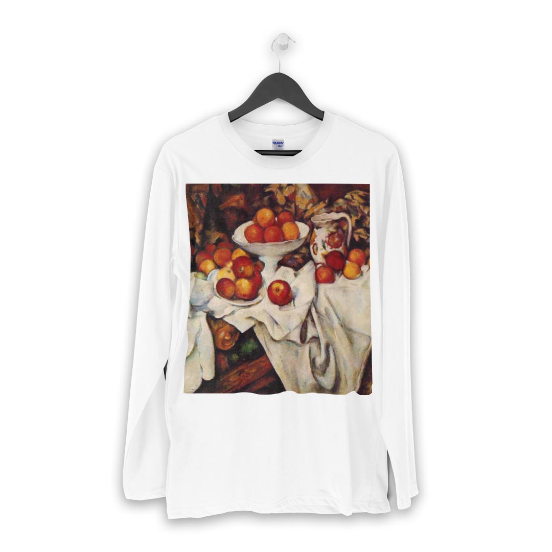 ロング tシャツ メンズ 長袖 ホワイト グレー デザイン XS S M L XL 2XL Tシャツ ティーシャツ T shirt long sleeve 003254 果物　絵画　イラスト