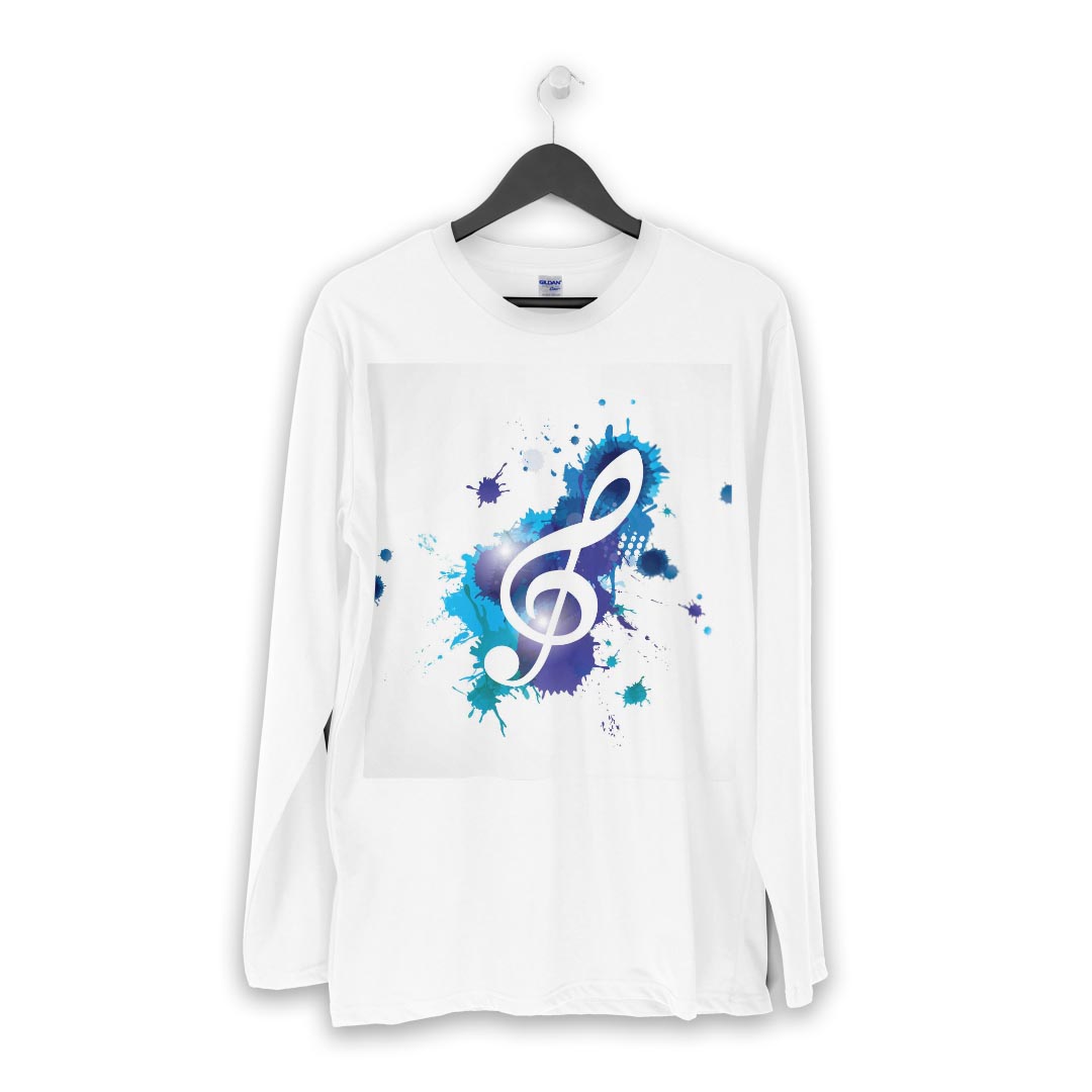 ロング tシャツ メンズ 長袖 ホワイト グレー デザイン XS S M L XL 2XL Tシャツ ティーシャツ T shirt long sleeve 003301 音楽　音符　青