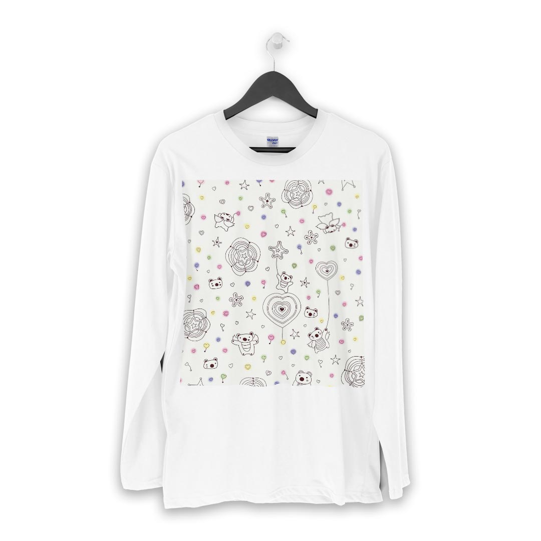 ロング tシャツ メンズ 長袖 ホワイト グレー デザイン XS S M L XL 2XL Tシャツ ティーシャツ T shirt long sleeve 003608 動物　キャラクター　カラフル