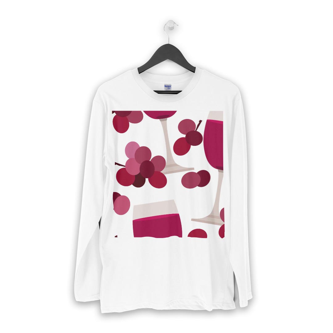 ロング tシャツ メンズ 長袖 ホワイト グレー デザイン XS S M L XL 2XL Tシャツ ティーシャツ T shirt long sleeve 003819 ぶどう　イラスト　紫