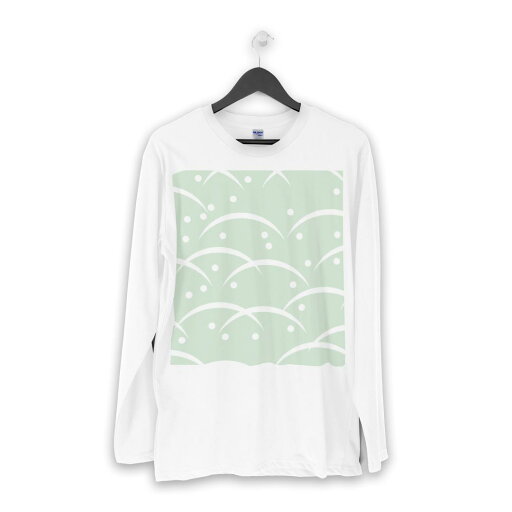 ロング tシャツ メンズ 長袖 ホワイト グレー デザイン XS S M L XL 2XL Tシャツ ティーシャツ T shirt long sleeve 003842 和風 和柄 緑