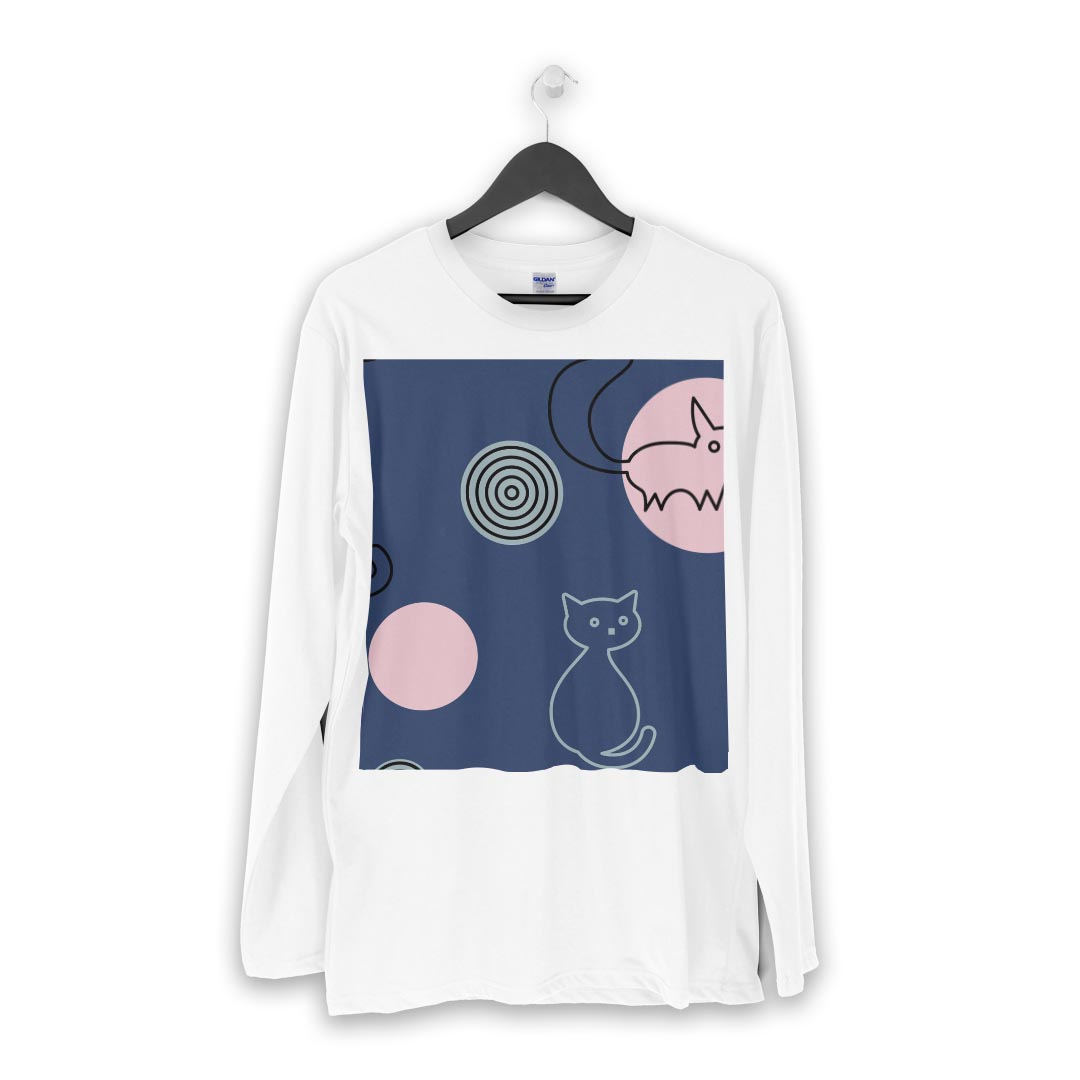ロング tシャツ メンズ 長袖 ホワイト グレー デザイン XS S M L XL 2XL Tシャツ ティーシャツ T shirt long sleeve 004082 犬　猫　イラスト