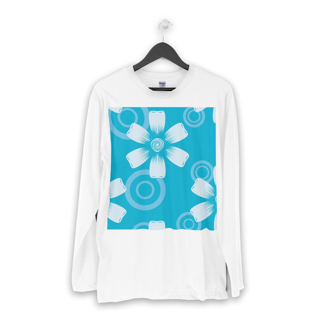 ロング tシャツ メンズ 長袖 ホワイト グレー デザイン XS S M L XL 2XL Tシャツ ティーシャツ T shirt long sleeve 004444 花　フラワー　青