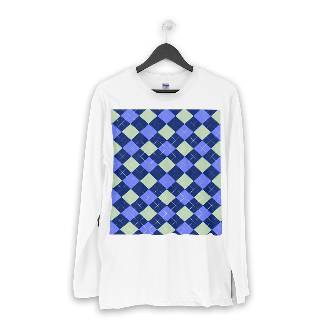 ロング tシャツ メンズ 長袖 ホワイト グレー デザイン XS S M L XL 2XL Tシャツ ティーシャツ T shirt long sleeve 004727 チェック　青　模様