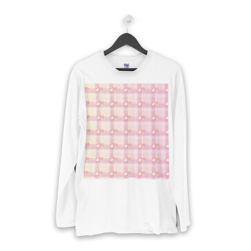ロング tシャツ メンズ 長袖 ホワイト グレー デザイン XS S M L XL 2XL Tシャツ ティーシャツ T shirt long sleeve 004988 ハート チェック ピンク