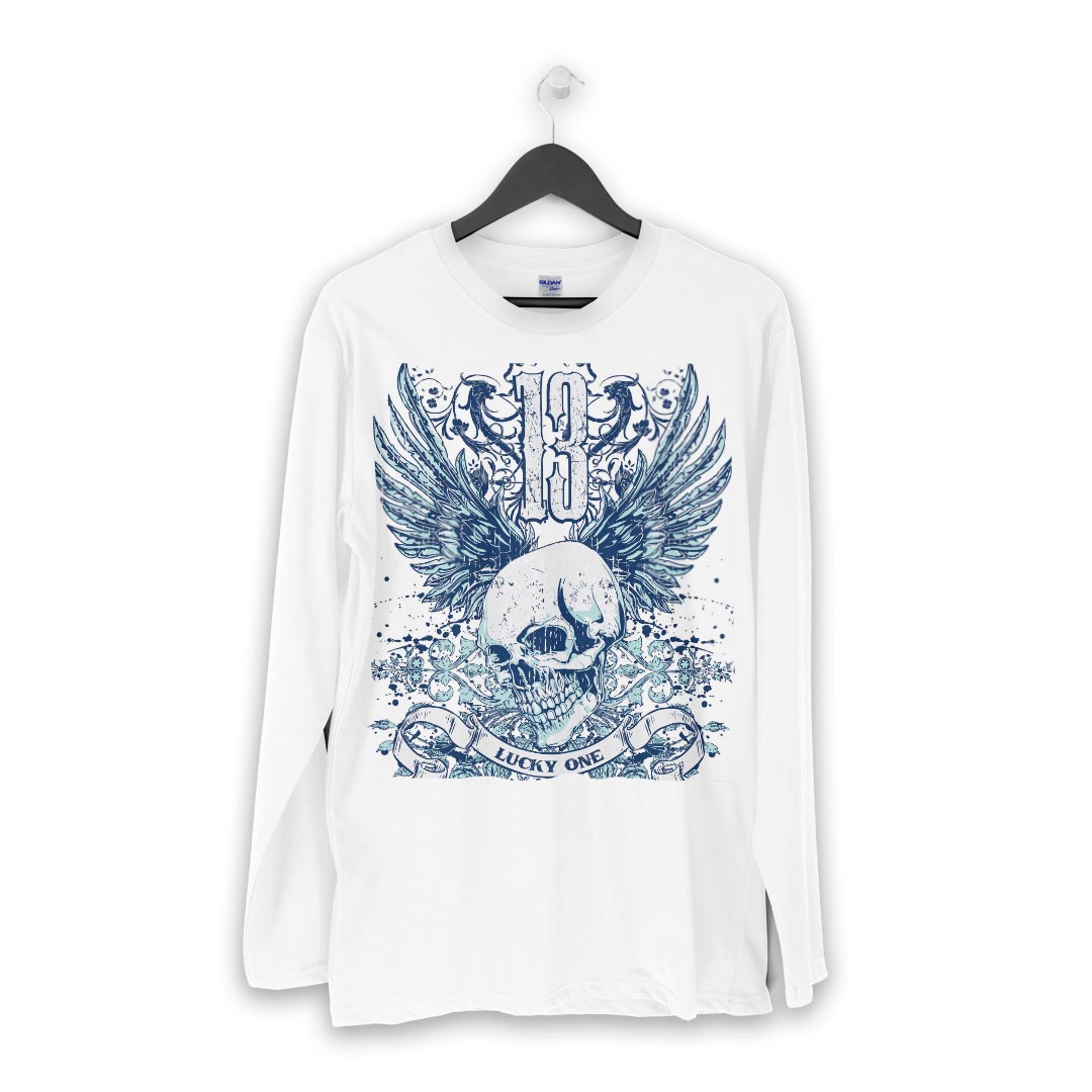ロング tシャツ メンズ 長袖 ホワイト グレー デザイン XS S M L XL 2XL Tシャツ ティーシャツ T shirt long sleeve 005345 ドクロ　骸骨　羽根　翼
