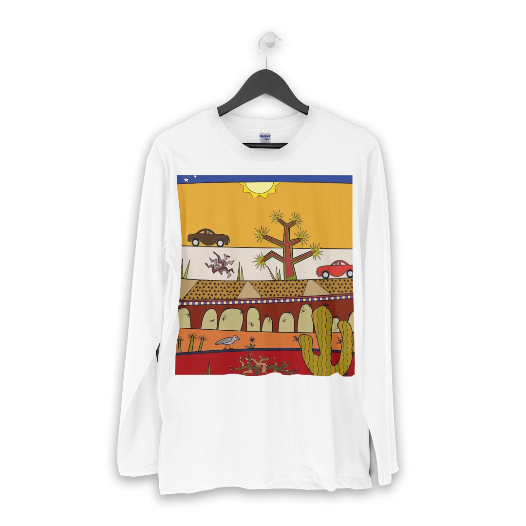 ロング tシャツ メンズ 長袖 ホワイト グレー デザイン XS S M L XL 2XL Tシャツ ティーシャツ T shirt long sleeve 005347 車　鳥　サボテン　イラスト