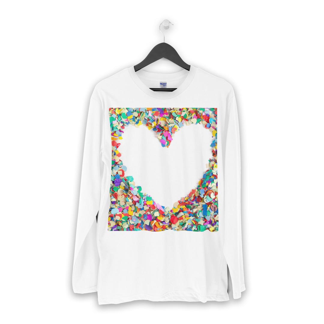 ロング tシャツ メンズ 長袖 ホワイト グレー デザイン XS S M L XL 2XL Tシャツ ティーシャツ T shirt long sleeve 005517 カラフル　ハート