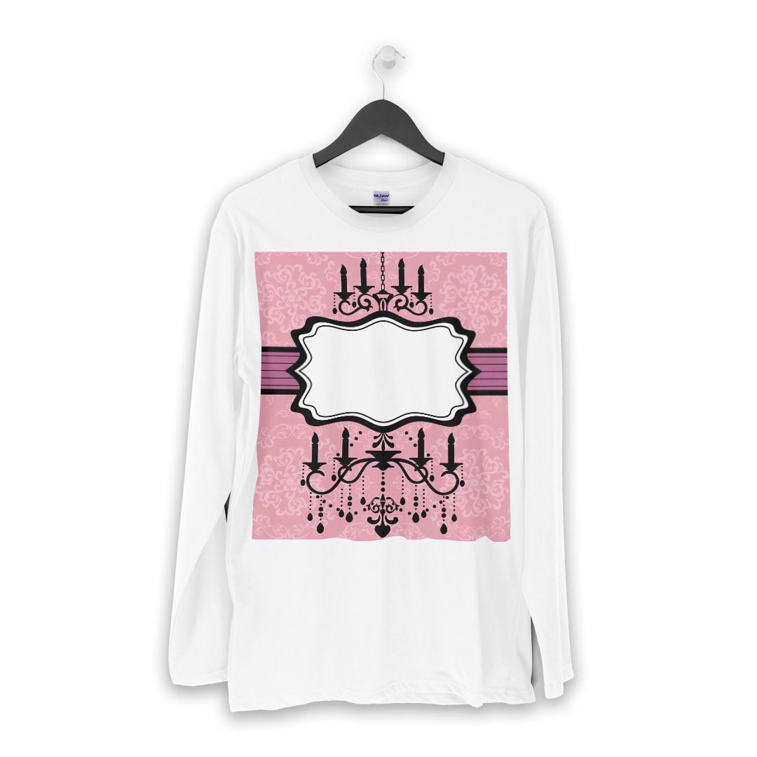 ロング tシャツ メンズ 長袖 ホワイト グレー デザイン XS S M L XL 2XL Tシャツ ティーシャツ T shirt long sleeve 005618 シャンデリア　ピンク