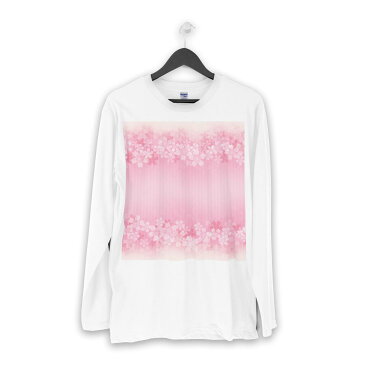 ロング tシャツ メンズ 長袖 ホワイト グレー デザイン XS S M L XL 2XL Tシャツ ティーシャツ T shirt long sleeve 005698 花 フラワー ピンク