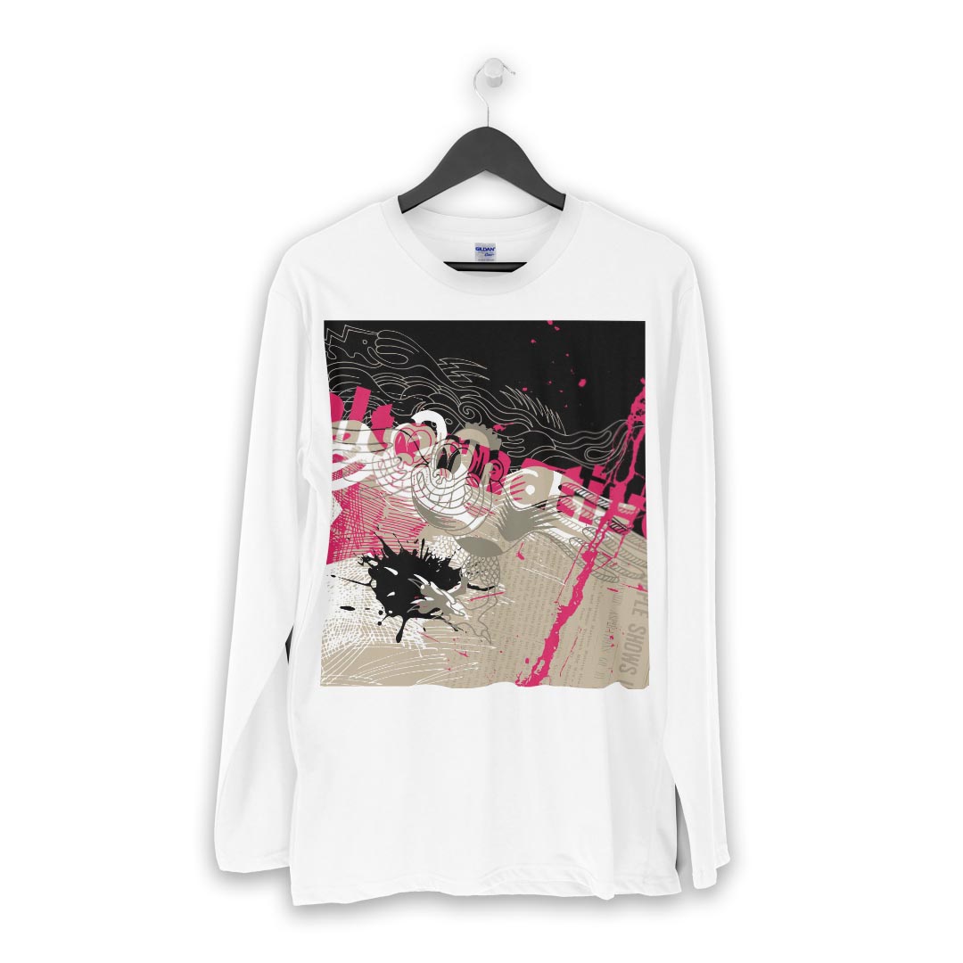 ロング tシャツ メンズ 長袖 ホワイト グレー デザイン XS S M L XL 2XL Tシャツ ティーシャツ T shirt long sleeve 005844 英語　ピンク　イラスト