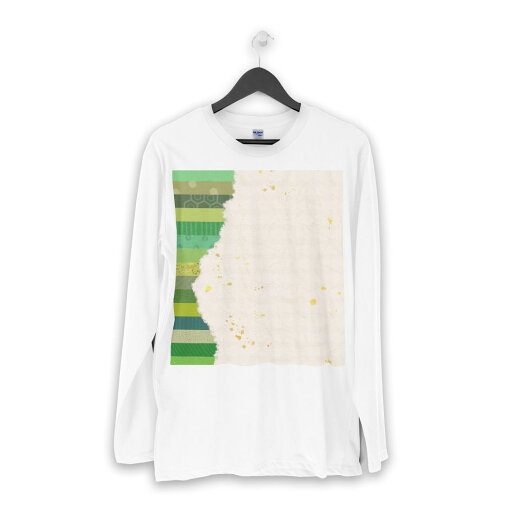 ロング tシャツ メンズ 長袖 ホワイト グレー デザイン XS S M L XL 2XL Tシャツ ティーシャツ T shirt long sleeve 006033 和風 和柄 緑 グリーン