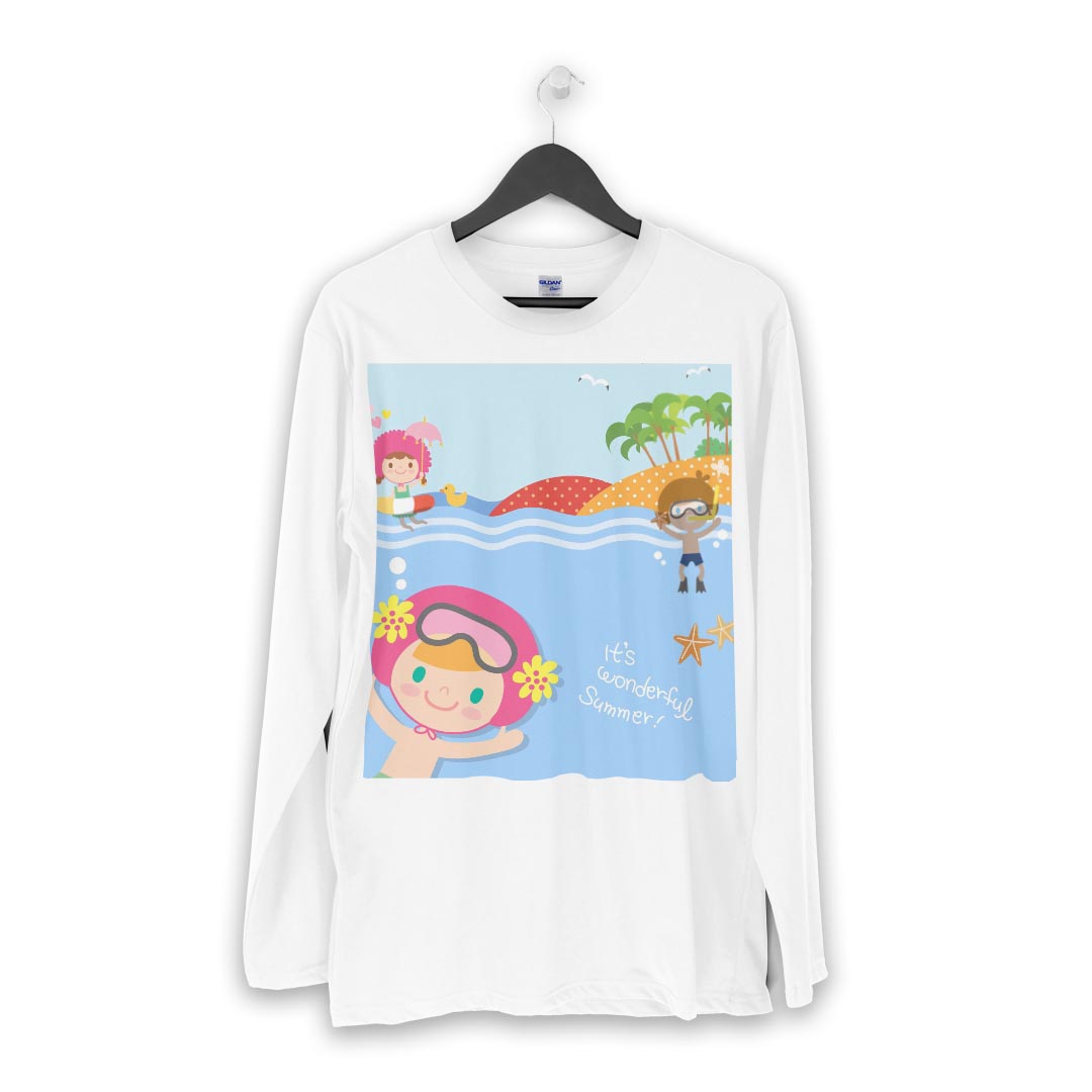 ロング tシャツ メンズ 長袖 ホワイト グレー デザイン XS S M L XL 2XL Tシャツ ティーシャツ T shirt long sleeve 006291 海　キャラクター　イラスト