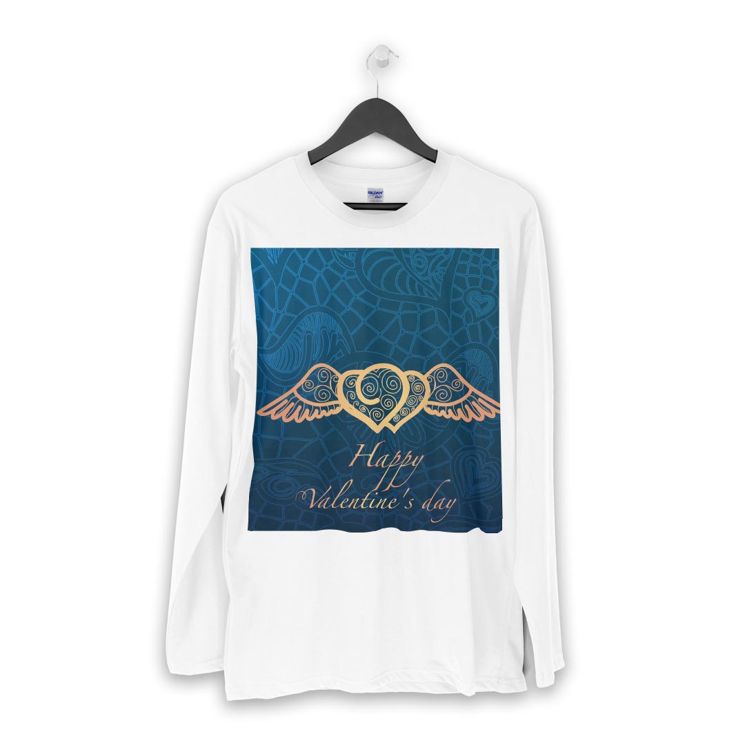 ロング tシャツ メンズ 長袖 ホワイト グレー デザイン XS S M L XL 2XL Tシャツ ティーシャツ T shirt long sleeve 007130 ハート　模様
