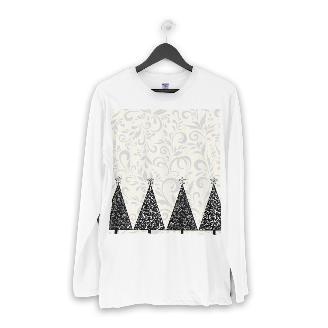 ロング tシャツ メンズ 長袖 ホワイト グレー デザイン XS S M L XL 2XL Tシャツ ティーシャツ T shirt long sleeve 008547 花　フラワー　冬　星　スター