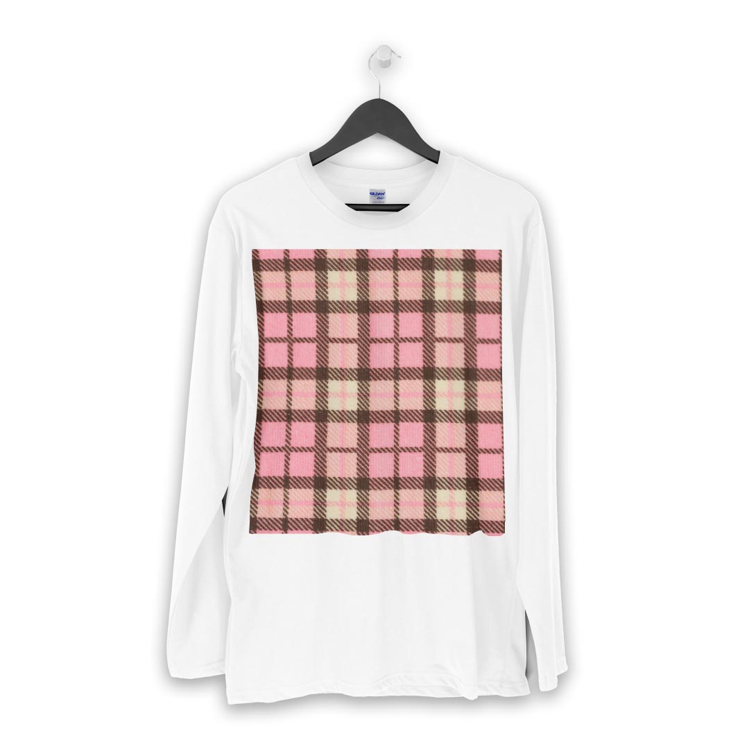 ロング tシャツ メンズ 長袖 ホワイト グレー デザイン XS S M L XL 2XL Tシャツ ティーシャツ T shirt long sleeve 008701 ピンク　チェック　模様