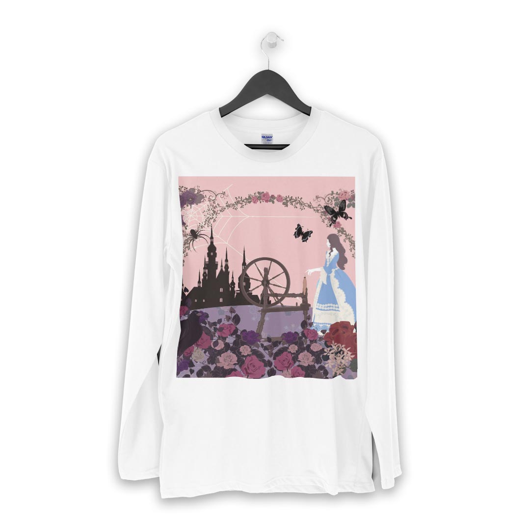 ロング tシャツ メンズ 長袖 ホワイト グレー デザイン XS S M L XL 2XL Tシャツ ティーシャツ T shirt long sleeve 009099 童話モチーフ　イラスト