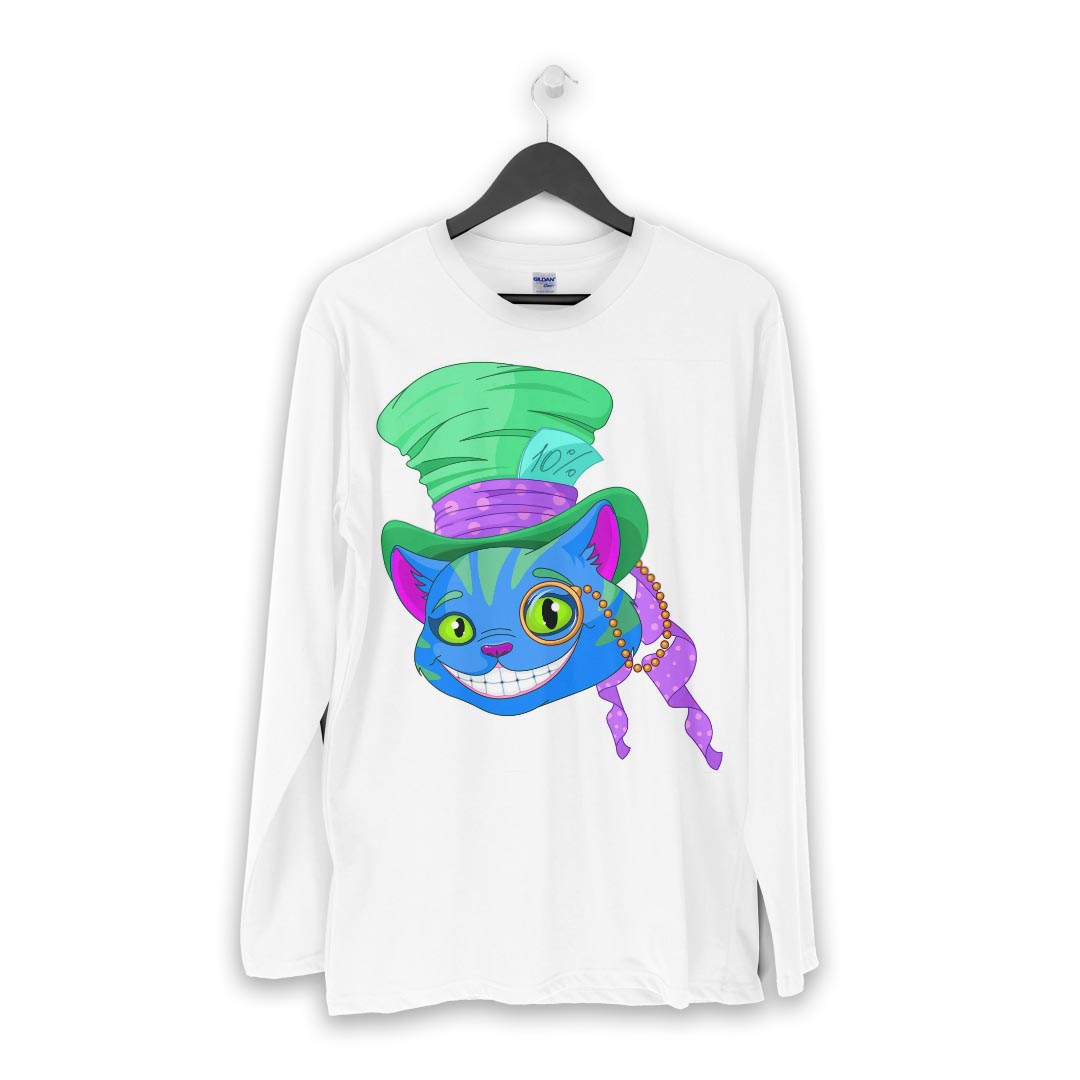 ロング tシャツ メンズ 長袖 ホワイト グレー デザイン XS S M L XL 2XL Tシャツ ティーシャツ T shirt long sleeve 009381 動物　キャラクター　猫
