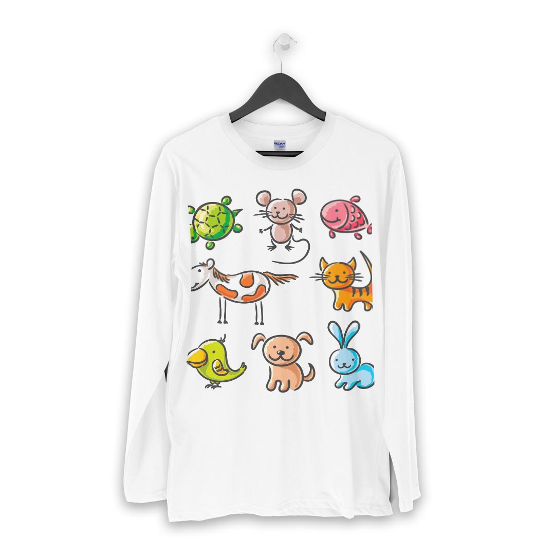 ロング tシャツ メンズ 長袖 ホワイト グレー デザイン XS S M L XL 2XL Tシャツ ティーシャツ T shirt long sleeve 009563 動物　キャラクター