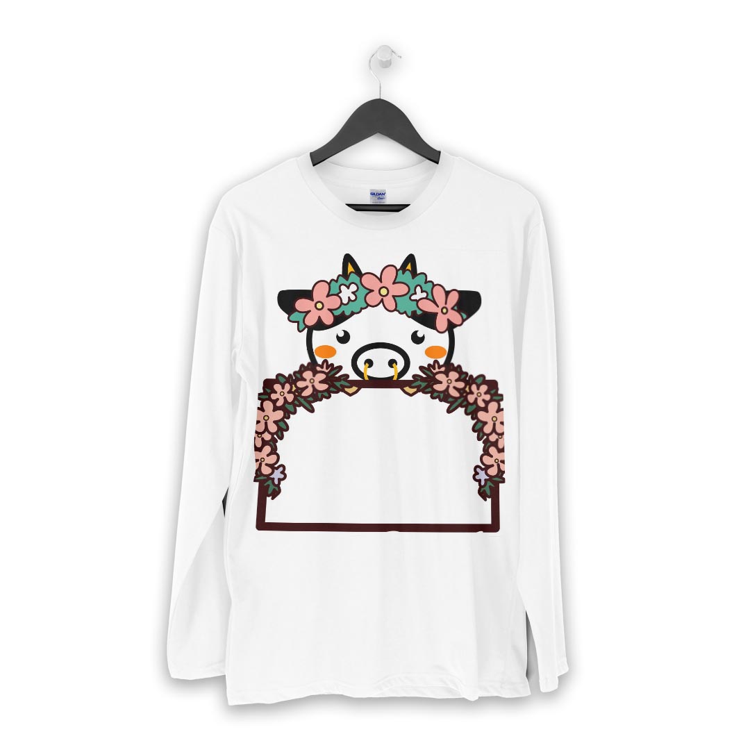 ロング tシャツ メンズ 長袖 ホワイト グレー デザイン XS S M L XL 2XL Tシャツ ティーシャツ T shirt long sleeve 009859 動物　フラワー　うし