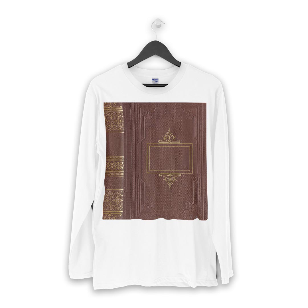 ロング tシャツ メンズ 長袖 ホワイト グレー デザイン XS S M L XL 2XL Tシャツ ティーシャツ T shirt long sleeve 010273 レトロ　茶色　模様