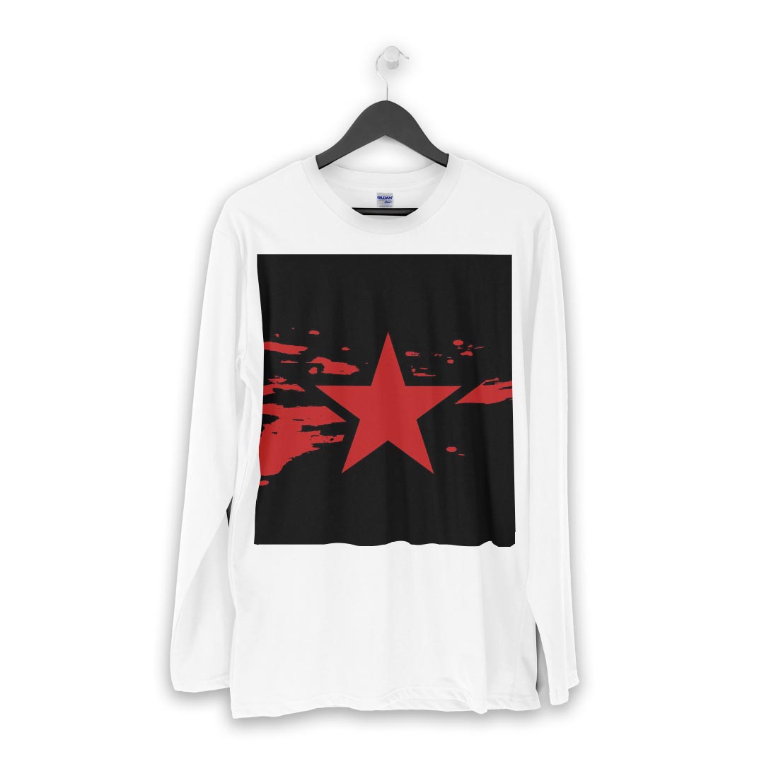 ロング tシャツ メンズ 長袖 ホワイト グレー デザイン XS S M L XL 2XL Tシャツ ティーシャツ T shirt long sleeve 010866 星　黒　赤