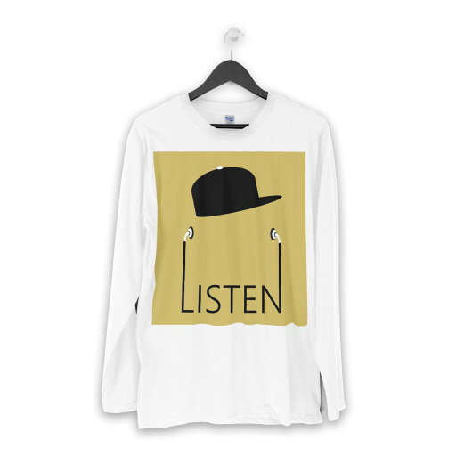 ロング tシャツ メンズ 長袖 ホワイト グレー デザイン XS S M L XL 2XL Tシャツ ティーシャツ T shirt long sleeve 011143 音楽 帽子 ファッション