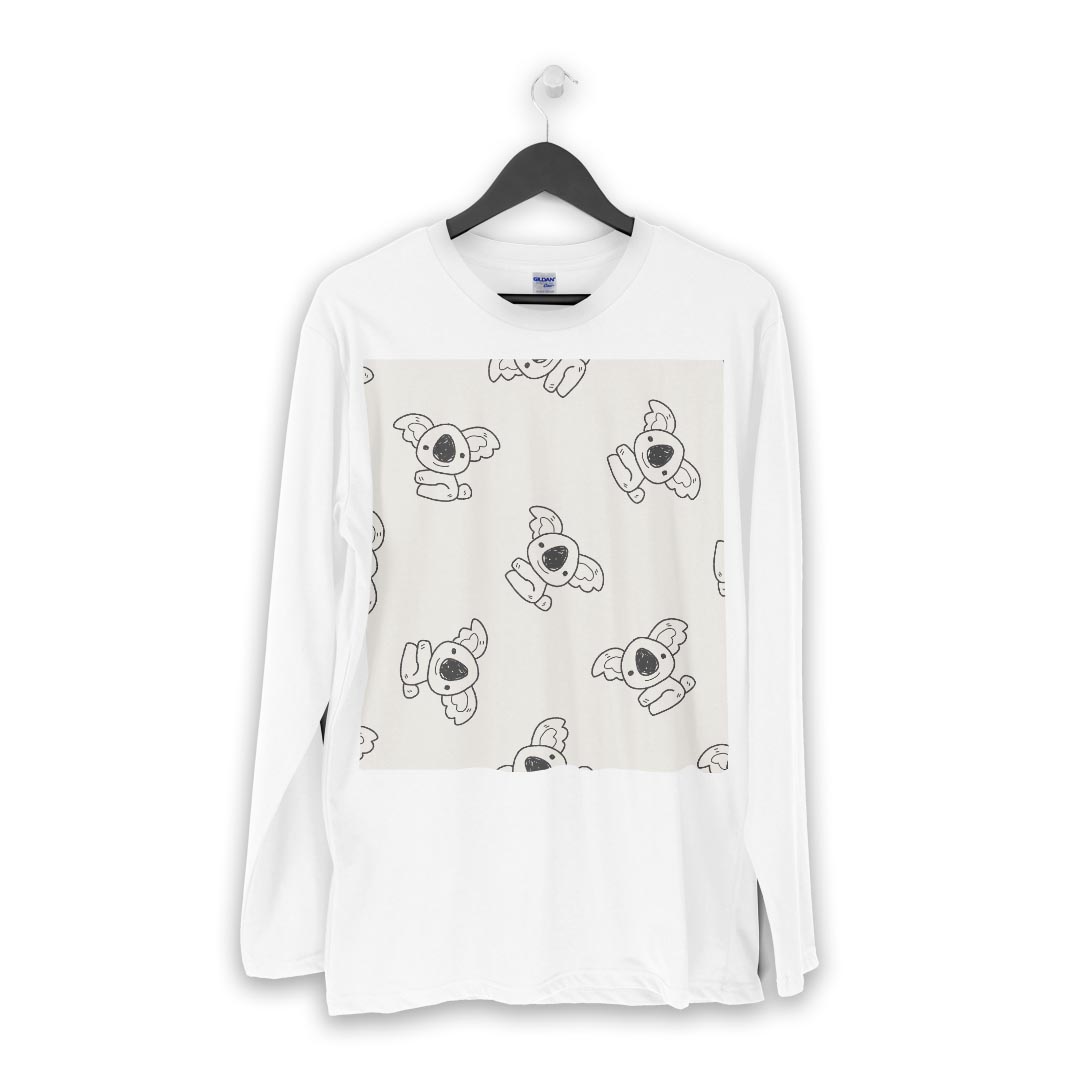 ロング tシャツ メンズ 長袖 ホワイト グレー デザイン XS S M L XL 2XL Tシャツ ティーシャツ T shirt long sleeve 011206 動物　アニマル　コアラ