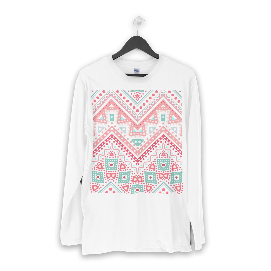 ロング tシャツ メンズ 長袖 ホワイト グレー デザイン XS S M L XL 2XL Tシャツ ティーシャツ T shirt long sleeve 011330 模様　パステル　ピンク　緑
