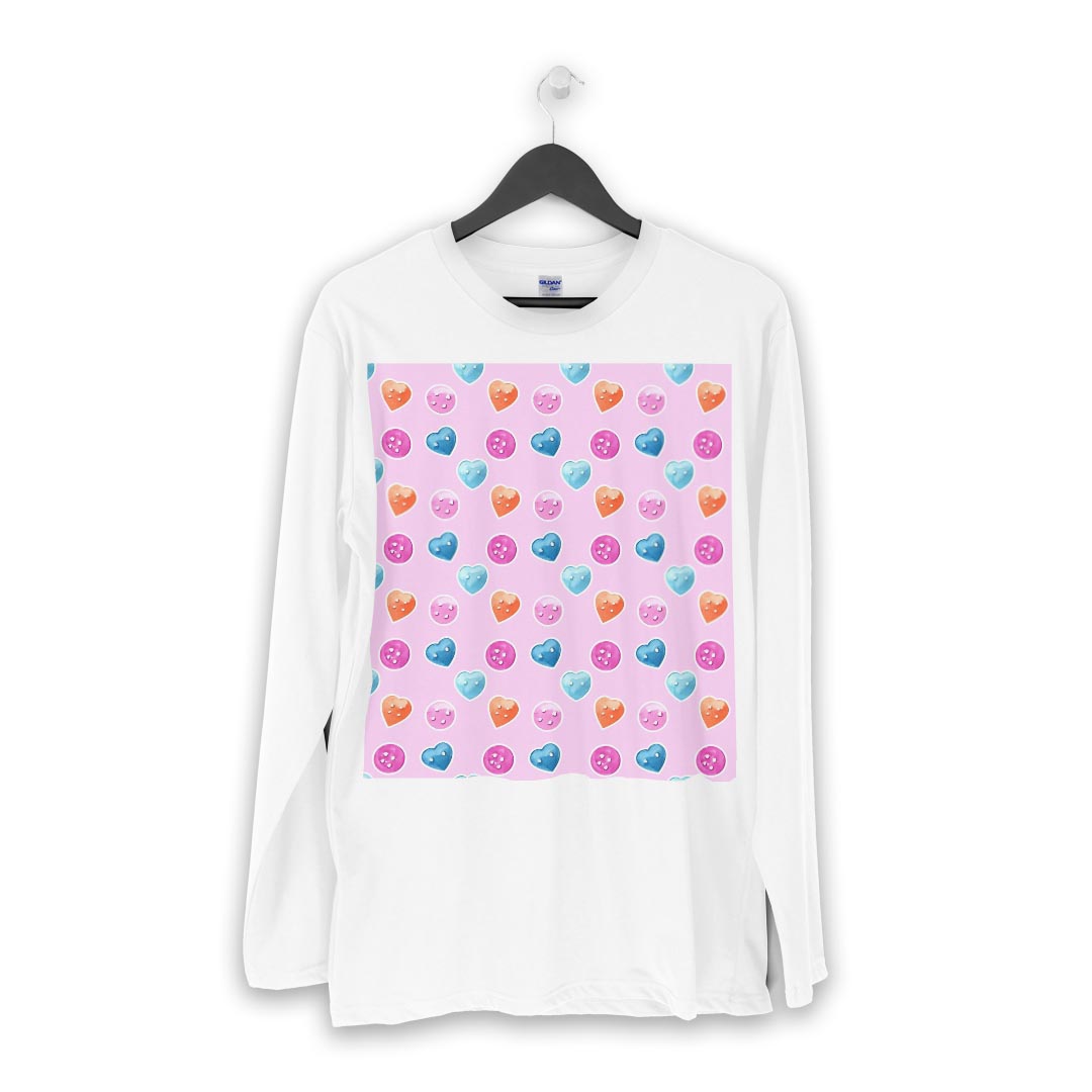 ロング tシャツ メンズ 長袖 ホワイト グレー デザイン XS S M L XL 2XL Tシャツ ティーシャツ T shirt long sleeve 012587 ハート　ポップ　かわいい