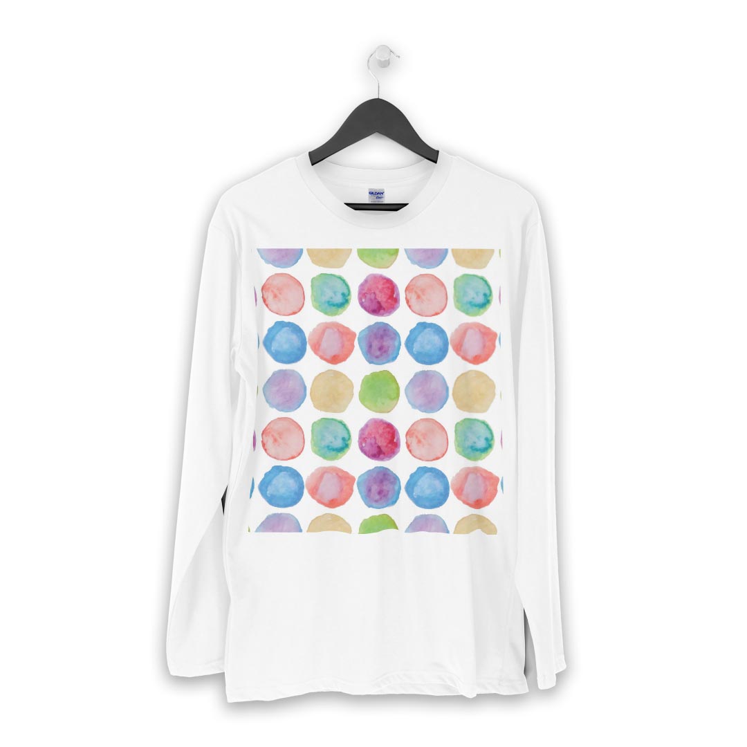 ロング tシャツ メンズ 長袖 ホワイト グレー デザイン XS S M L XL 2XL Tシャツ ティーシャツ T shirt long sleeve 012717 水玉　水彩　ドット