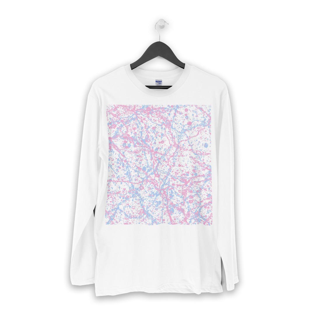 ロング tシャツ メンズ 長袖 ホワイト グレー デザイン XS S M L XL 2XL Tシャツ ティーシャツ T shirt long sleeve 012812 ペイント　柄　絵の具