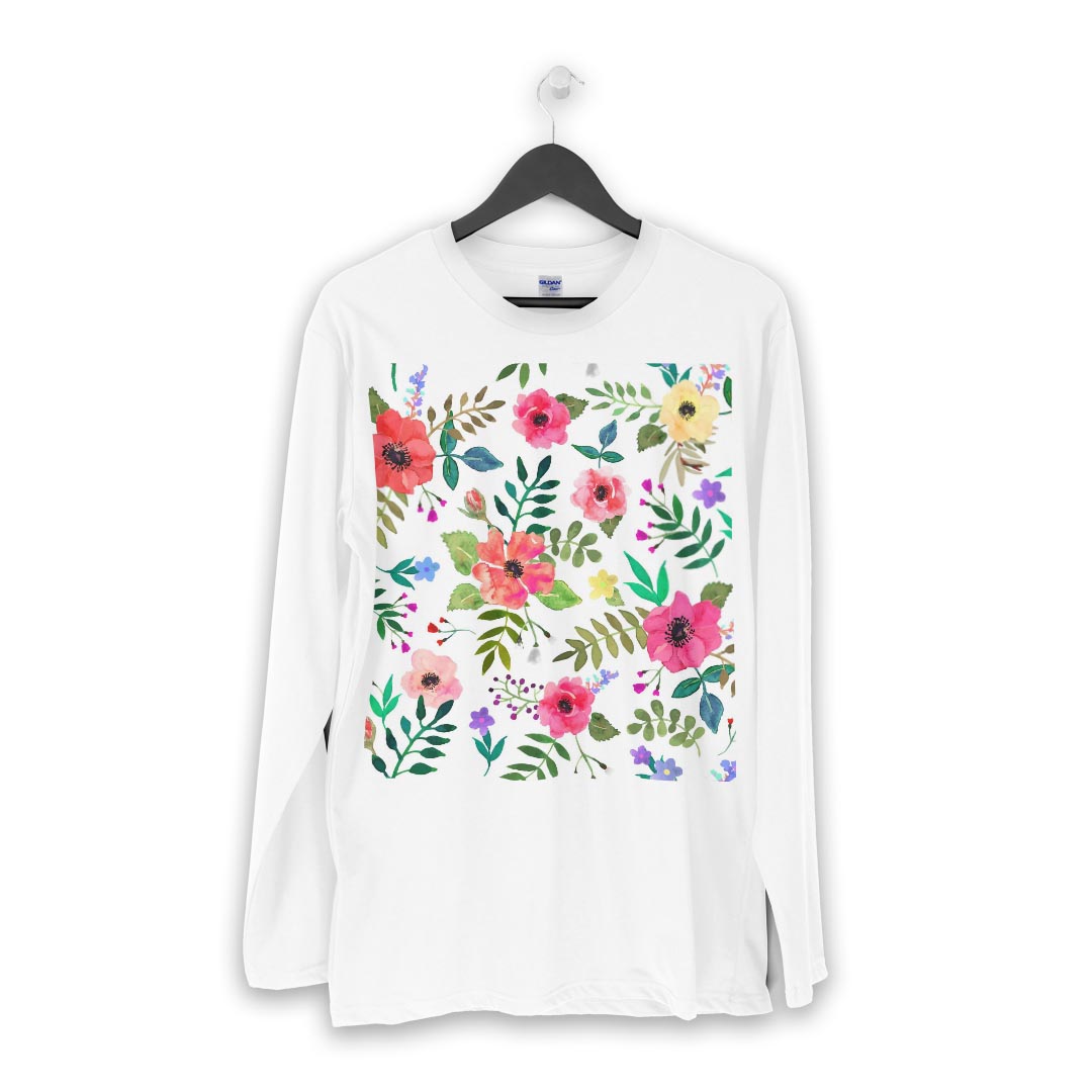 ロング tシャツ メンズ 長袖 ホワイト グレー デザイン XS S M L XL 2XL Tシャツ ティーシャツ T shirt long sleeve 013494 花　花柄　カラフル