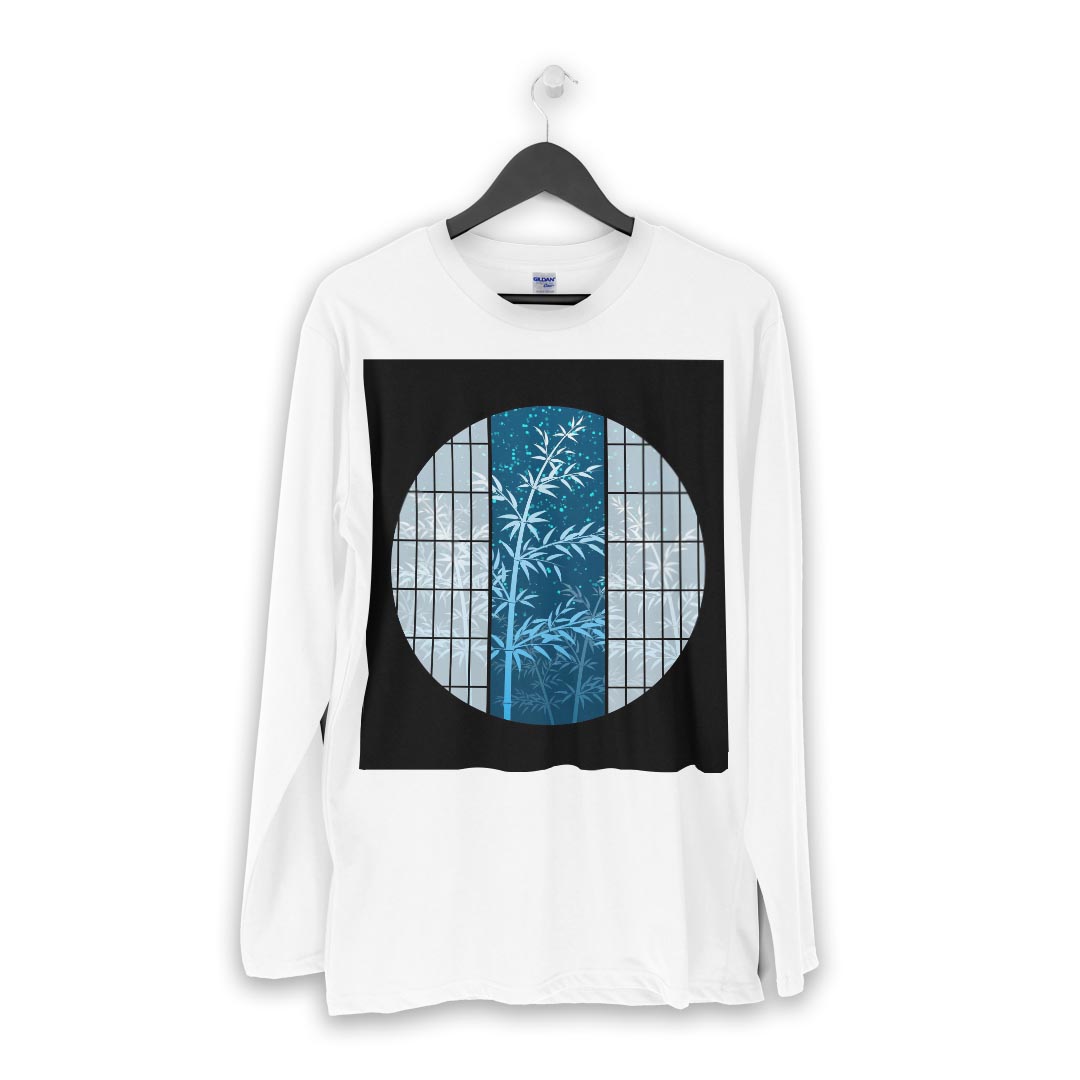 ロング tシャツ メンズ 長袖 ホワイト グレー デザイン XS S M L XL 2XL Tシャツ ティーシャツ T shirt long sleeve 013790 七夕　短冊