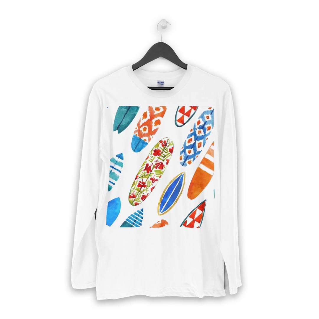 ロング tシャツ メンズ 長袖 ホワイト グレー デザイン XS S M L XL 2XL Tシャツ ティーシャツ T shirt long sleeve 014332 サーフィン　ボード　模様