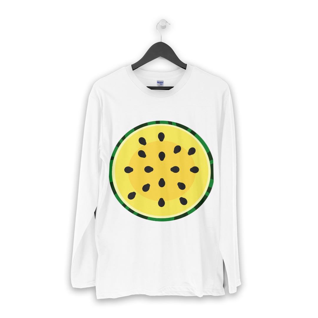 ロング tシャツ メンズ 長袖 ホワイト グレー デザイン XS S M L XL 2XL Tシャツ ティーシャツ T shirt long sleeve 014412 スイカ　黄色　夏