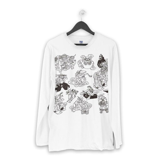 ロング tシャツ メンズ 長袖 ホワイト グレー デザイン XS S M L XL 2XL Tシャツ ティーシャツ T shirt long sleeve 014643 人物 イラスト キャラクター