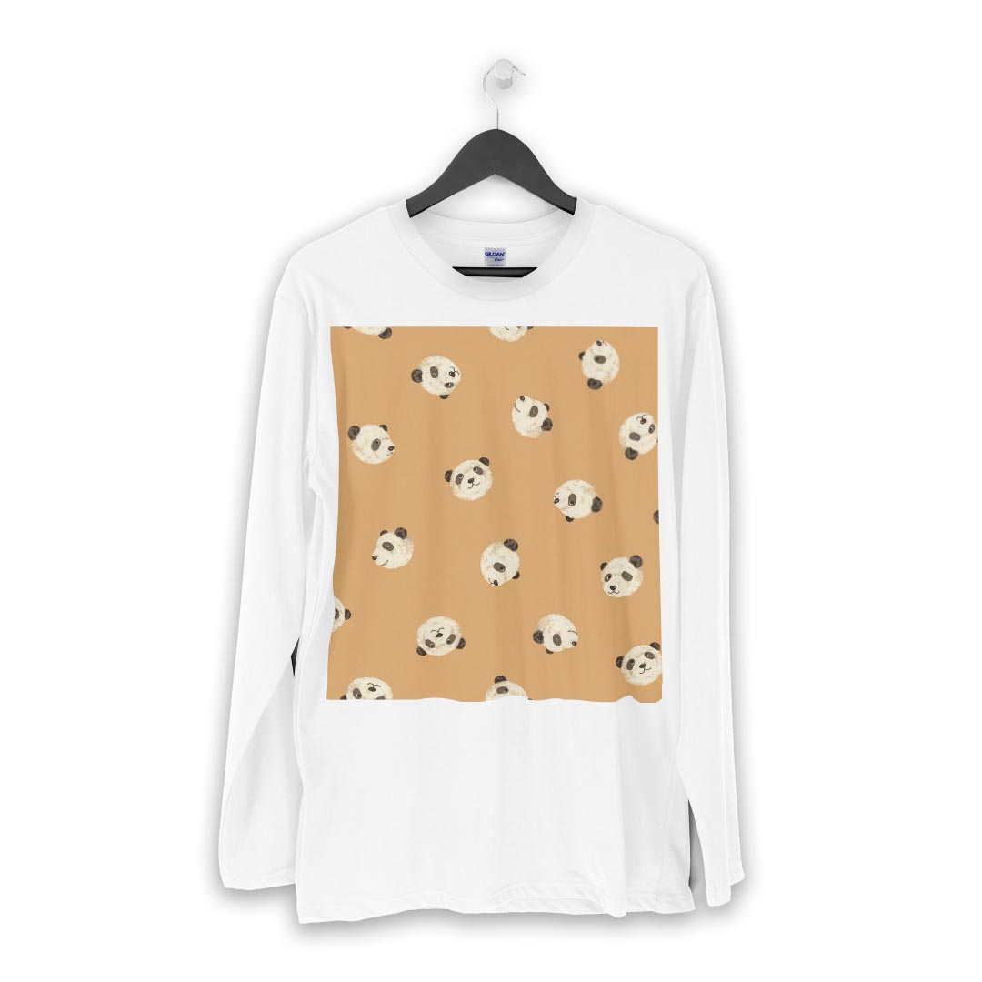 ロング tシャツ メンズ 長袖 ホワイト グレー デザイン XS S M L XL 2XL Tシャツ ティーシャツ T shirt long sleeve 014720 パンダ　動物　アニマル