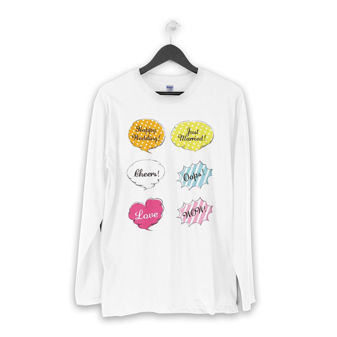 ロング tシャツ メンズ 長袖 ホワイト グレー デザイン XS S M L XL 2XL Tシャツ ティーシャツ T shirt long sleeve 015793 吹き出し　カラフル　おしゃれ