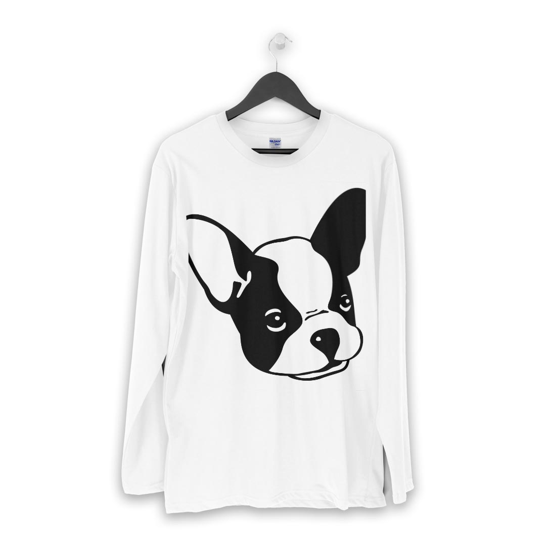 ロング tシャツ メンズ 長袖 ホワイト グレー デザイン XS S M L XL 2XL Tシャツ ティーシャツ T shirt long sleeve 016444 犬　イラスト　動物