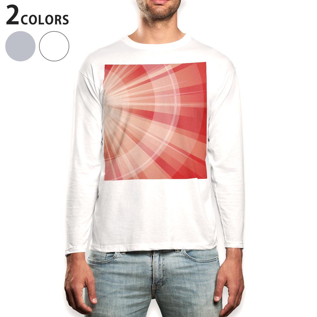 T-Shirts - ロング tシャツ メンズ 長袖 ホワイト グレー デザイン XS S M L XL 2XL Tシャツ ティーシャツ T shirt long sleeve 002045 シンプル　赤