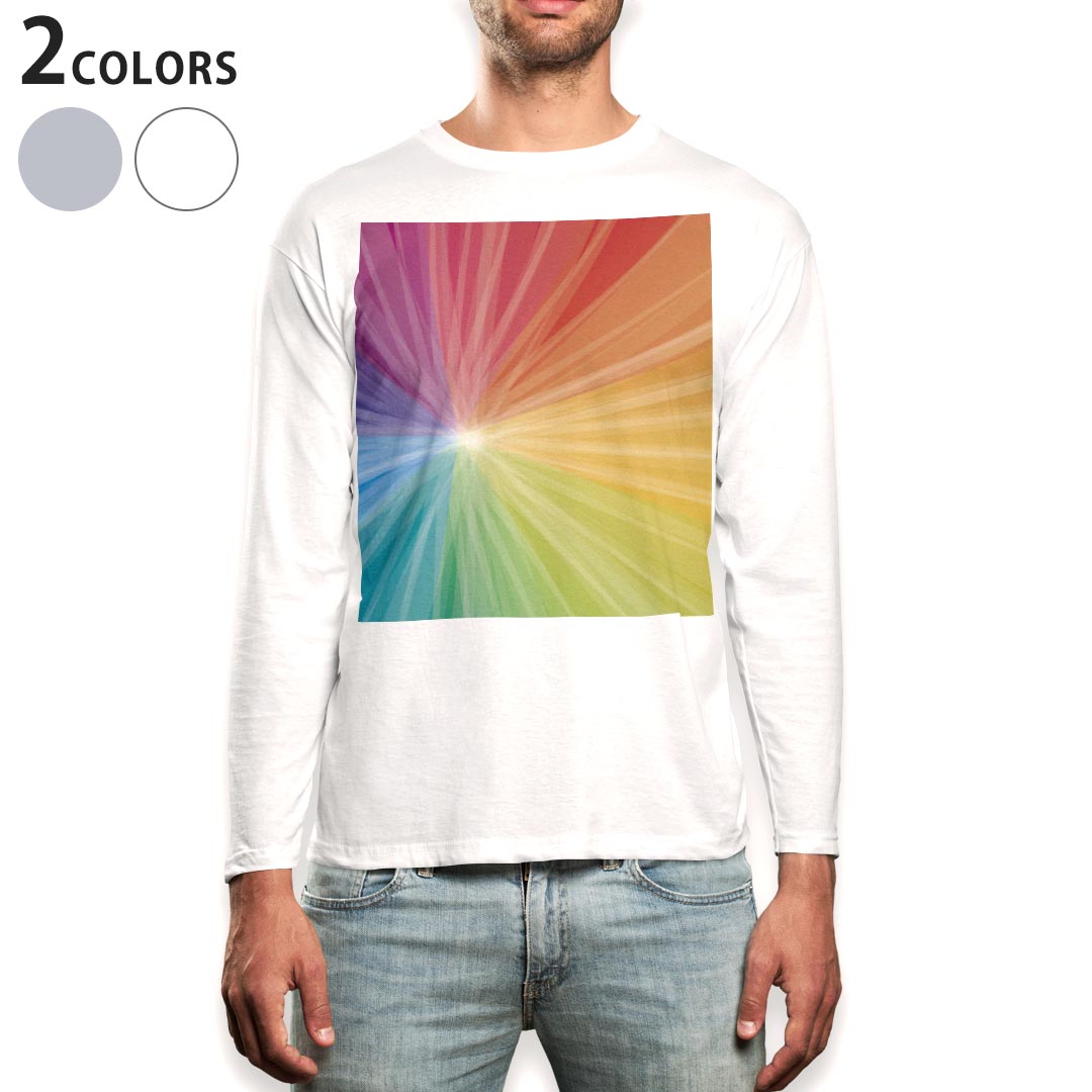 Other - ロング tシャツ メンズ 長袖 ホワイト グレー デザイン XS S M L XL 2XL Tシャツ ティーシャツ T shirt long sleeve 002093 カラフル　シンプル