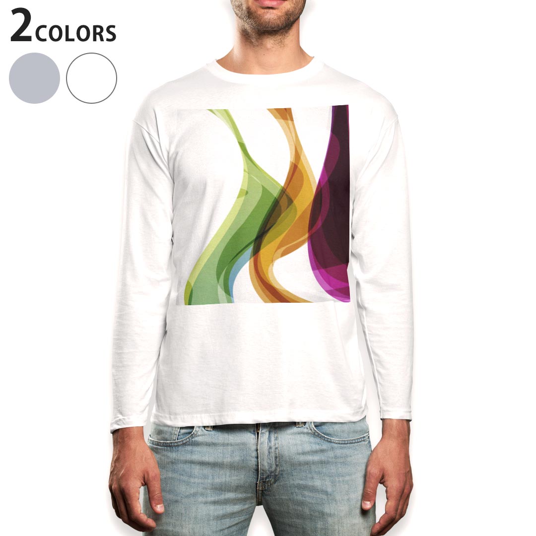 ロング tシャツ メンズ 長袖 ホワイト グレー デザイン XS S M L XL 2XL Tシャツ ティーシャツ T shirt long sleeve 002106 カラフル シンプル
