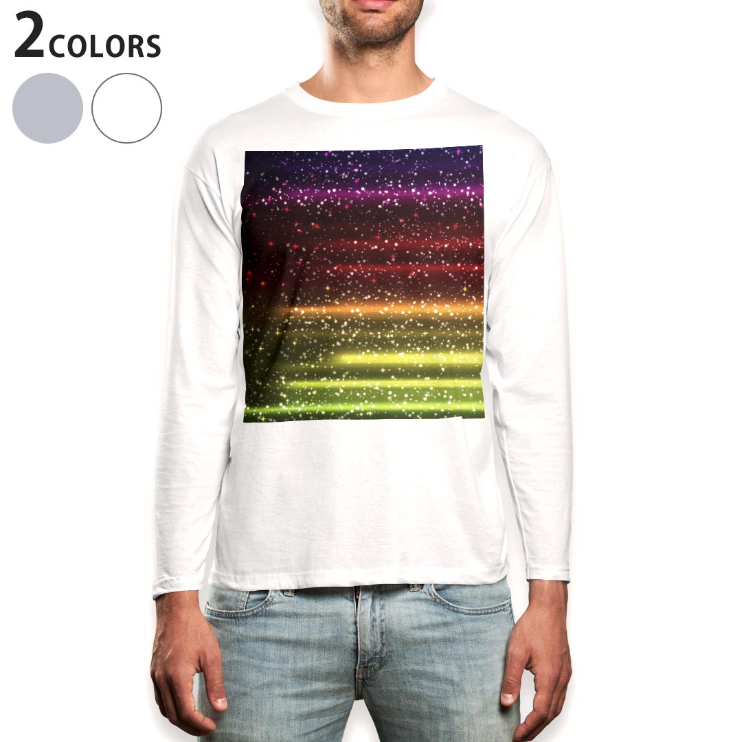 楽天kabeコレロング tシャツ メンズ 長袖 ホワイト グレー デザイン XS S M L XL 2XL Tシャツ ティーシャツ T shirt long sleeve 002110 カラフル　キラキラ
