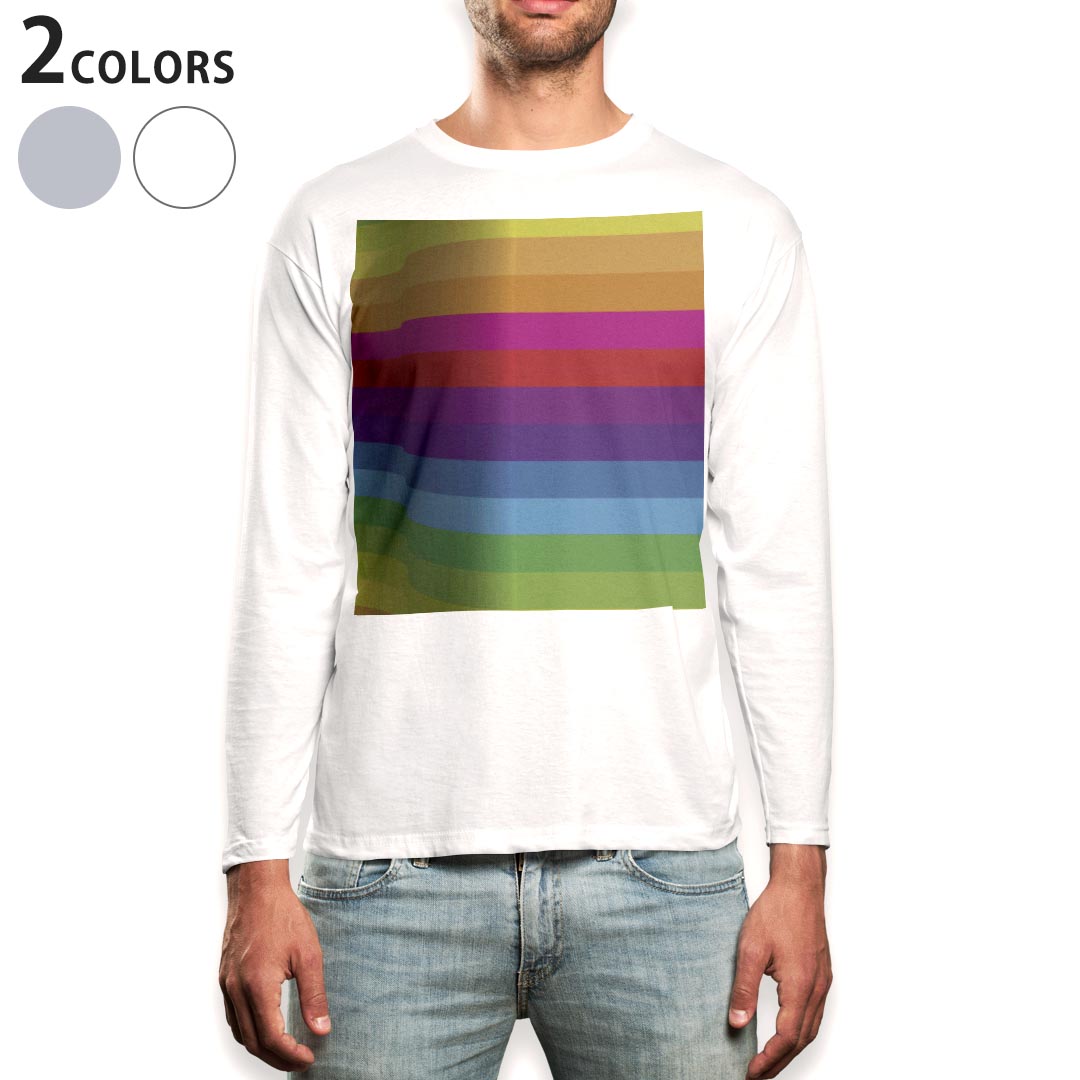 ロング tシャツ メンズ 長袖 ホワイト グレー デザイン XS S M L XL 2XL Tシャツ ティーシャツ T shirt long sleeve 002115 カラフル シンプル